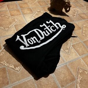 Y2K Von Dutch Logo Sweatpants - Black (XL)